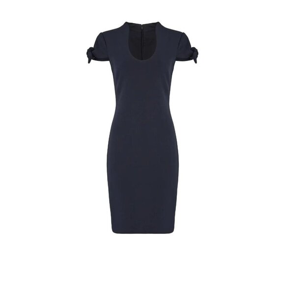 Badgley Mischka Navy Tie Sleeve Sheath Dress $395 - Picture 6 of 10